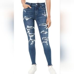 American Eagle Jeans Next Level Stretch Distressed Denim High Rise Jegging Sz 2